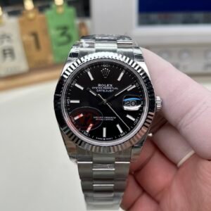VS Factory Rolex Datejust 41mm Deep Black Dial Fluted Bezel Oyster Bracelet (126334) 1:1 Super Clone - DD3235 Movement