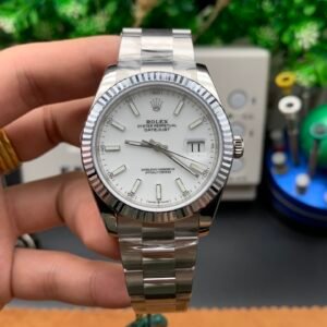 VS Factory Rolex Datejust 41mm Pure White Dial Fluted Bezel Oyster Bracelet (126334) 1:1 Super Clone - DD3235 Movement