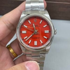 VS Factory Rolex Oyster Perpetual 41mm Coral Red Dial Smooth Bezel Oyster Bracelet (124300) 1:1 Super Clone - DD3230 Movement