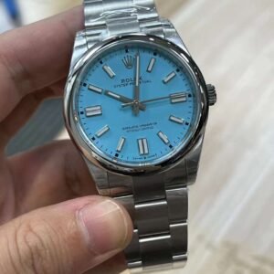VS Factory Rolex Oyster Perpetual 41mm Turquoise "Tiffany" Blue Dial Smooth Bezel Oyster Bracelet (124300) 1:1 Super Clone - VS3230 Movement
