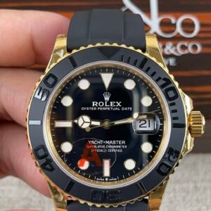 VS Factory Rolex Yacht-Master 42mm Yellow Gold Black Dial Ceramic Bezel Oysterflex Strap (226658) 1:1 Super Clone - DD3235 Movement